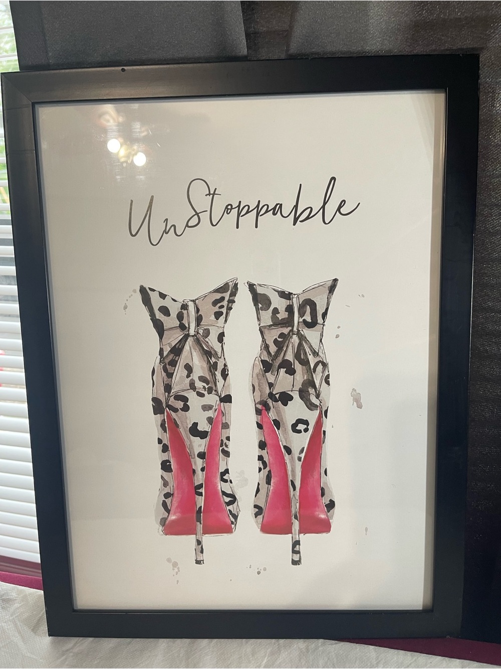 Unstoppable Leopard Print High Heel Art Print with Pink Accents